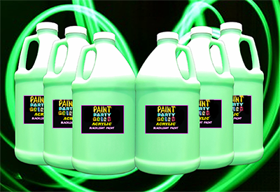 6 Pack - ½ Gallon Acrylic Neon Blacklight Paint (UV Glow) - Green